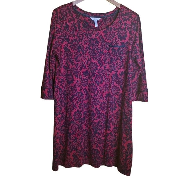 Soma Red and Black Lounge Dress Size Large - Picture 2 of 8